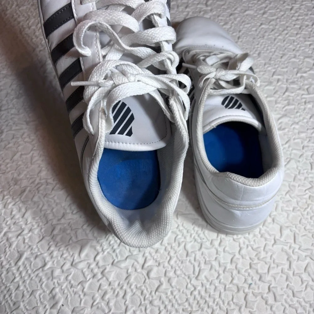 K-Swiss‎ Court Cheswick White Gray Leather Classic Retro Tennis Sneakers|Wmns 10